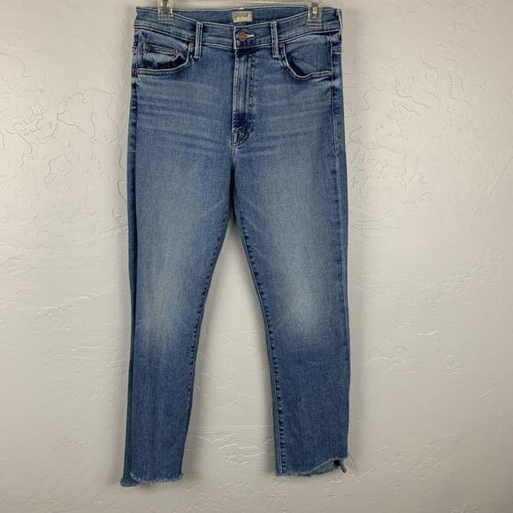 Mother Jeans Womens 30 Denim Insider Crop Step Fray Juicin High Rise Raw Hem - Picture 2 of 8